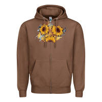 Chestnut sunflower glitter leather patch Zipper Hoodie - AdoDesignShop