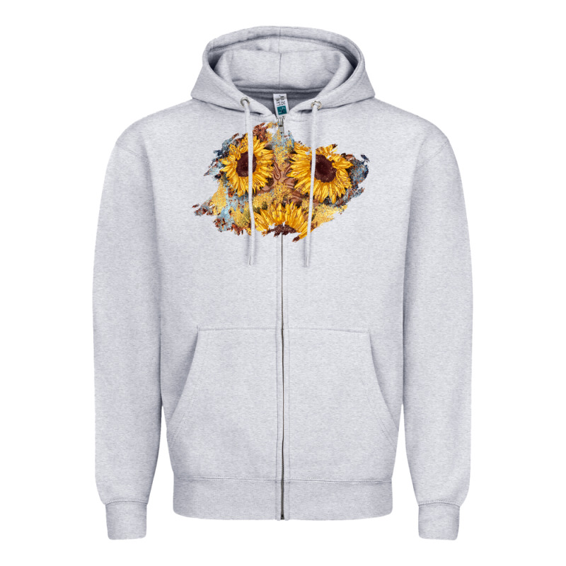 Sunflower Glitter Leather Patch Zipper Hoodie by AdoDesignShop | Teevron