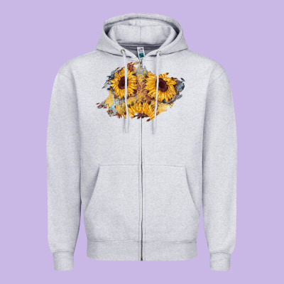 Sunflower Glitter Leather Patch Zipper Hoodie Designed By Adodesignshop
