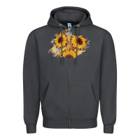Smoke sunflower glitter leather patch Zipper Hoodie - AdoDesignShop