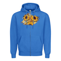 True Royal sunflower glitter leather patch Zipper Hoodie - AdoDesignShop