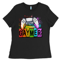 Black gaymer lgbtq gaming Ladies Tee - OliviaCreatesArt