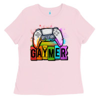 Bubblegum Pink gaymer lgbtq gaming Ladies Tee - OliviaCreatesArt