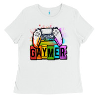 White gaymer lgbtq gaming Ladies Tee - OliviaCreatesArt