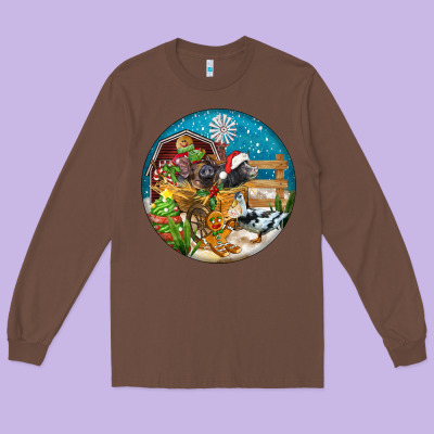 Christmas  Farm Animals Long Sleeve Tee Designed By Fadigitalartstudio