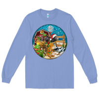 Colony Blue Christmas  farm animals Long Sleeve Tee - FaDigitalArtStudio