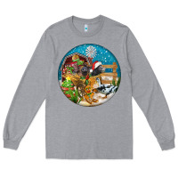 Heather Grey Christmas  farm animals Long Sleeve Tee - FaDigitalArtStudio