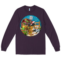 Plum Christmas  farm animals Long Sleeve Tee - FaDigitalArtStudio