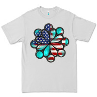 Dove Grey American flag turquoise gemstone 4th of july Premium Tee - CowGirlArtShop