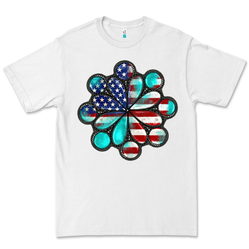American Flag Turquoise Gemstone 4th Of July Premium Tee by CowGirlArtShop | Teevron