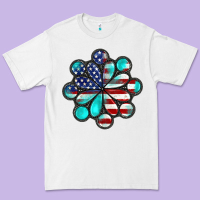 American Flag Turquoise Gemstone 4th Of July Premium Tee Designed By Cowgirlartshop
