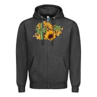 Charcoal Heather cactus leopard sunflower glitter  patch Zipper Hoodie - AdoDesignShop