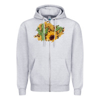Cactus Leopard Sunflower Glitter  Patch Zipper Hoodie | Teevron