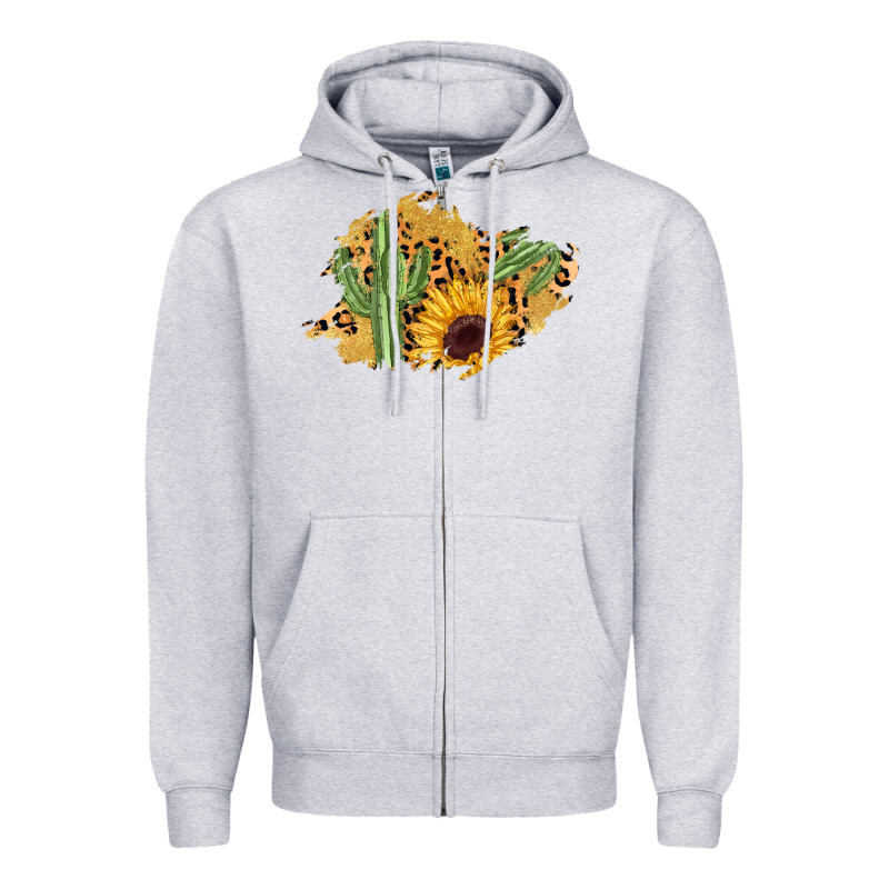 Cactus Leopard Sunflower Glitter  Patch Zipper Hoodie by AdoDesignShop | Teevron