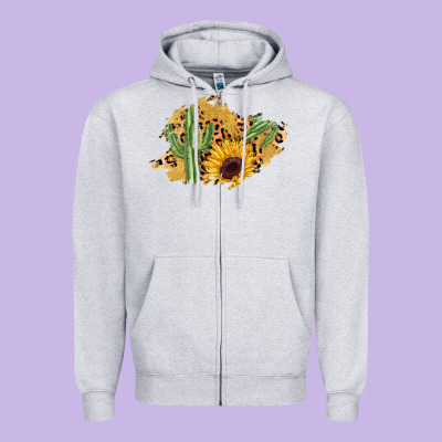 Cactus Leopard Sunflower Glitter  Patch Zipper Hoodie Designed By Adodesignshop