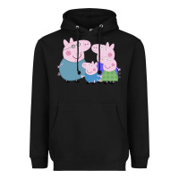Black peppa pig family Heavyweight Hoodie - artisFamous