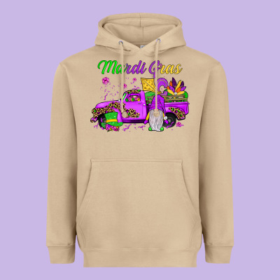 Mardi Gras Truck Gnome Heavyweight Hoodie Designed By Jahusdesignshop