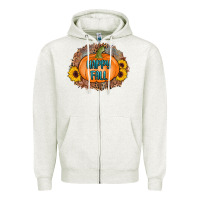 Oatmeal Heather happy fall Zipper Hoodie - AdoDesignShop
