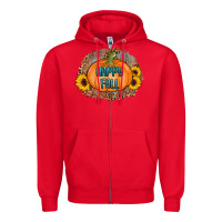 Red happy fall Zipper Hoodie - AdoDesignShop