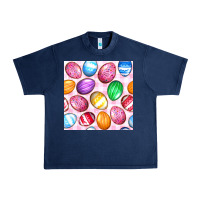 Navy Easter Eggs Seamless Pattern Urban Heavy Tee - BundleAndBundleShop