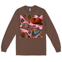 Chestnut western cowboy hat seamless pattern Long Sleeve Tee - BundleAndBundleShop