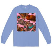 Colony Blue western cowboy hat seamless pattern Long Sleeve Tee - BundleAndBundleShop