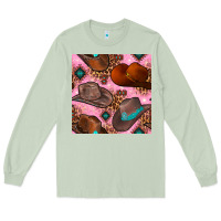 Matcha western cowboy hat seamless pattern Long Sleeve Tee - BundleAndBundleShop