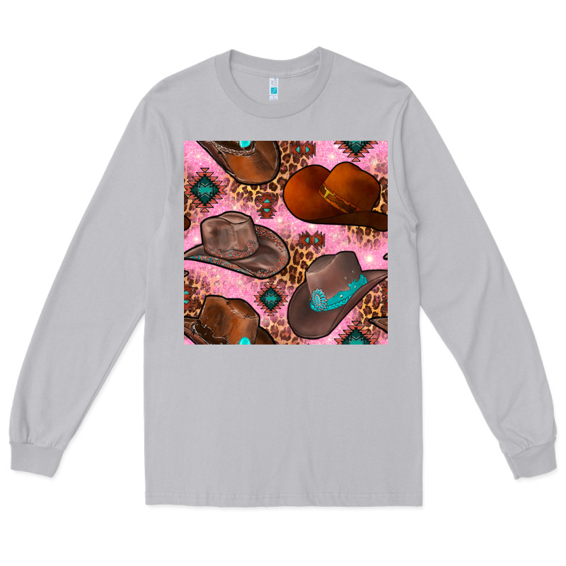 Western Cowboy Hat Seamless Pattern Long Sleeve Tee by BundleAndBundleShop | Teevron