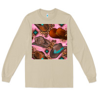 Mushroom western cowboy hat seamless pattern Long Sleeve Tee - BundleAndBundleShop