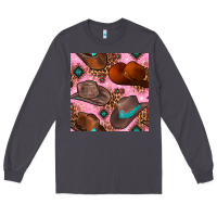 Smoke western cowboy hat seamless pattern Long Sleeve Tee - BundleAndBundleShop