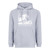 Heather Grey the great wave off kanagawa Heavyweight Hoodie - artisFamous