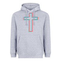 Heather Grey A Neon Christian Cross Heavyweight Hoodie - artisFamous