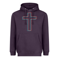 Plum A Neon Christian Cross Heavyweight Hoodie - artisFamous