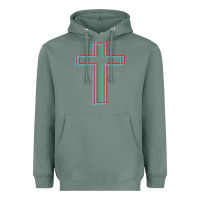 Sage A Neon Christian Cross Heavyweight Hoodie - artisFamous