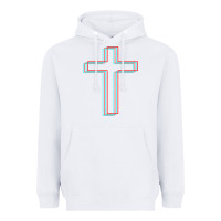 White A Neon Christian Cross Heavyweight Hoodie - artisFamous