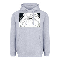 Heather Grey anime eyes Heavyweight Hoodie - artisFamous