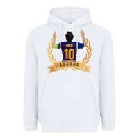 White Messi The Legend Heavyweight Hoodie - artisFamous