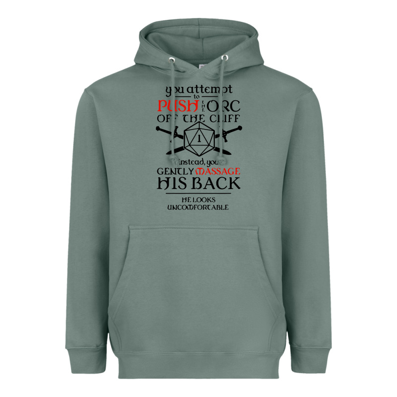 Tabletop Rpg D20 Orc Massage Critical Failure Heavyweight Hoodie by artisFamous | Teevron