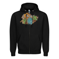 Black horseshoe leopard gemstone cactus patch Zipper Hoodie - AdoDesignShop