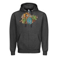 Charcoal Heather horseshoe leopard gemstone cactus patch Zipper Hoodie - AdoDesignShop