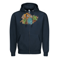 Navy horseshoe leopard gemstone cactus patch Zipper Hoodie - AdoDesignShop