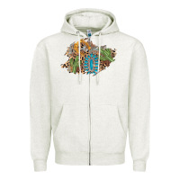 Oatmeal Heather horseshoe leopard gemstone cactus patch Zipper Hoodie - AdoDesignShop