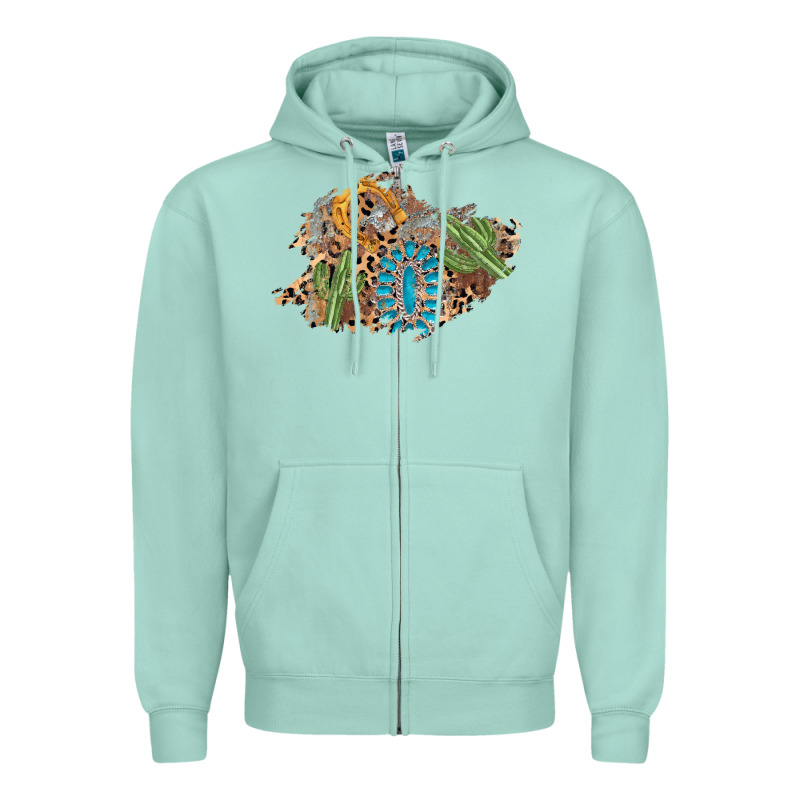 Horseshoe Leopard Gemstone Cactus Patch Zipper Hoodie by AdoDesignShop | Teevron