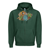 Sports Green horseshoe leopard gemstone cactus patch Zipper Hoodie - AdoDesignShop