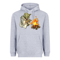 Heather Grey Yoda is warming up Heavyweight Hoodie - artisFamous
