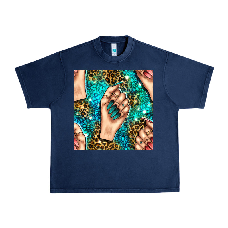 Nail Art With Leopard And Turquoise  Gemstone Seamless Pattern Bbs Urban Heavy Tee by BundleAndBundleShop | Teevron