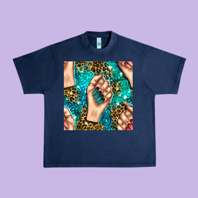 Nail Art With Leopard And Turquoise  Gemstone Seamless Pattern Bbs Urban Heavy Tee Designed By Bundleandbundleshop