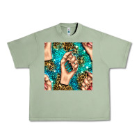 Oil Green nail art with leopard and turquoise  gemstone seamless pattern bbs Urban Heavy Tee - BundleAndBundleShop