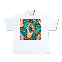 White nail art with leopard and turquoise  gemstone seamless pattern bbs Urban Heavy Tee - BundleAndBundleShop