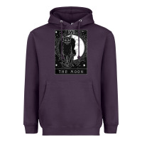Plum tarot card crescent moon and cat graphic Heavyweight Hoodie - artisFamous